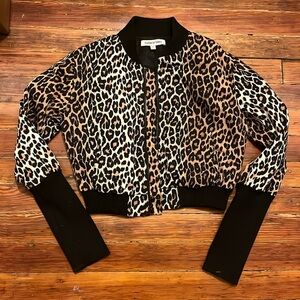 Elizabeth and James Leopard print cropped bomber jacket xs